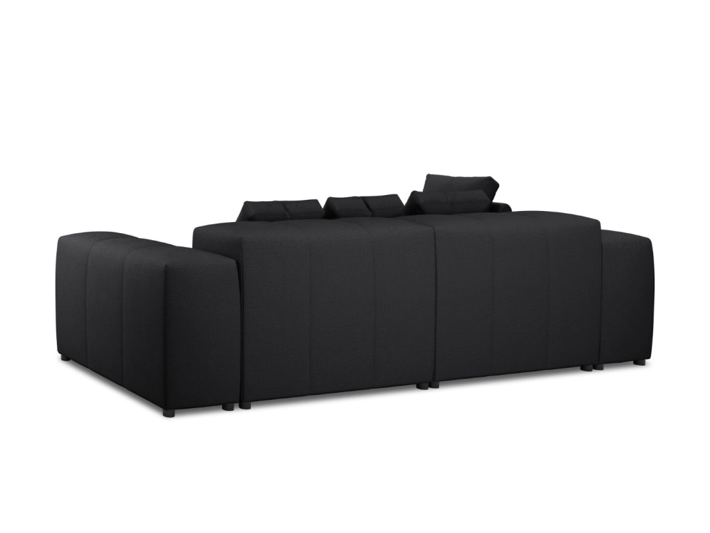 Cosmopolitan Design - Divano angolare modulare reversibile "Rome" 4 posti in tessuto strutturato nero 
