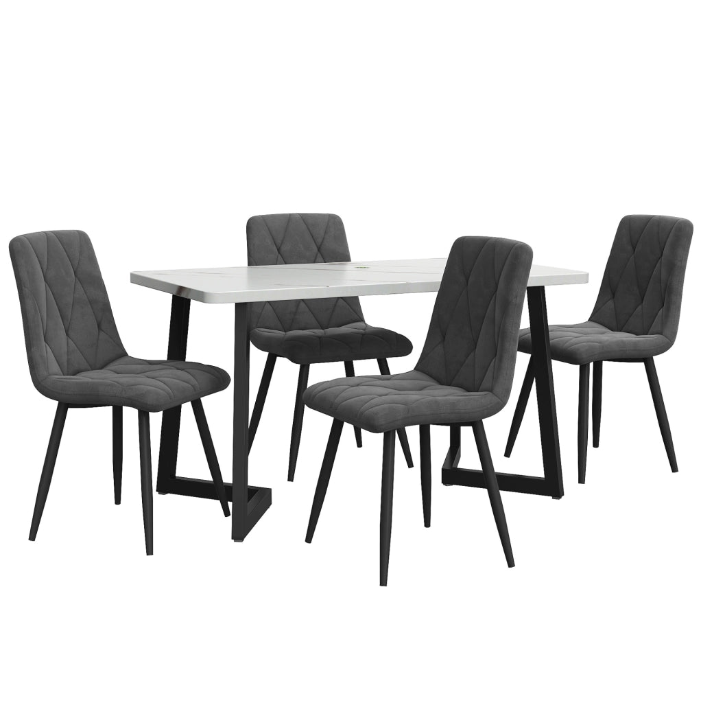 Set tavolo e sedie 117x68 cm; moderno; MDF; grigio
