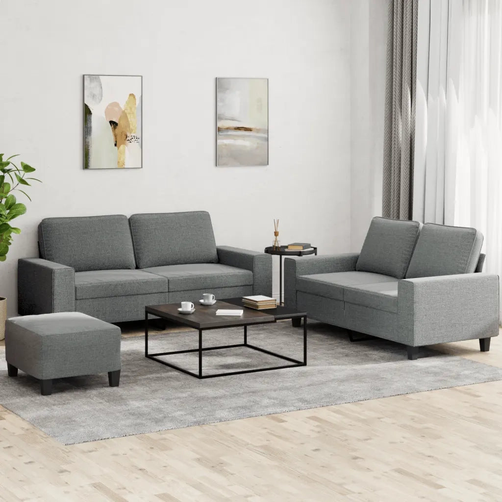 Set di Divani 3 pz Grigio Scuro in Tessuto 3201891