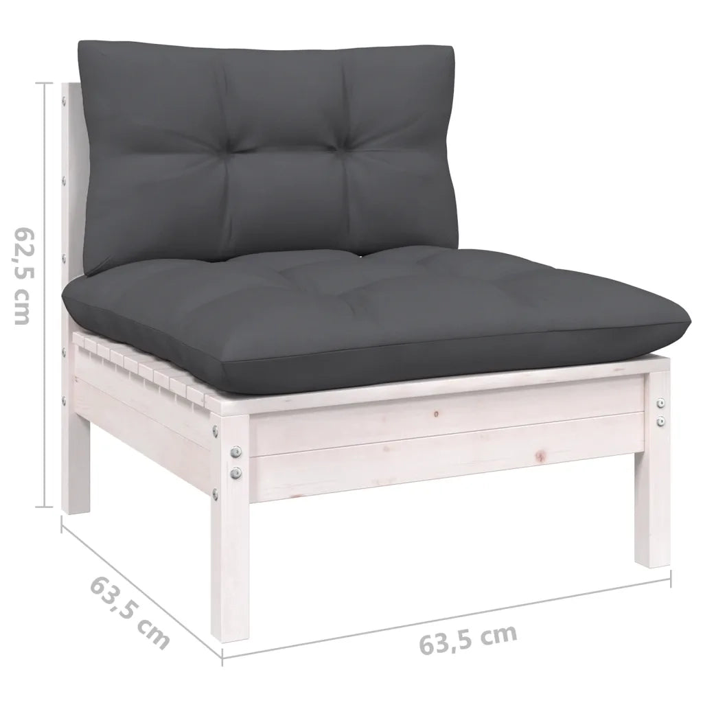 Set Divani da Giardino 5 pz con Cuscini Bianchi Legno di Pino cod mxl 44384