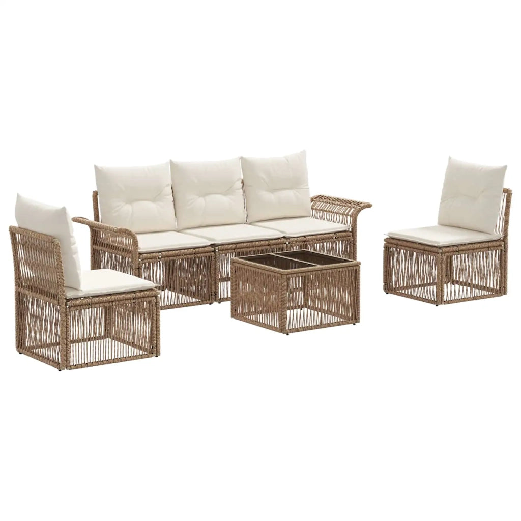 Set Divano da Giardino 6 pcs Beige polyrattan 3434790