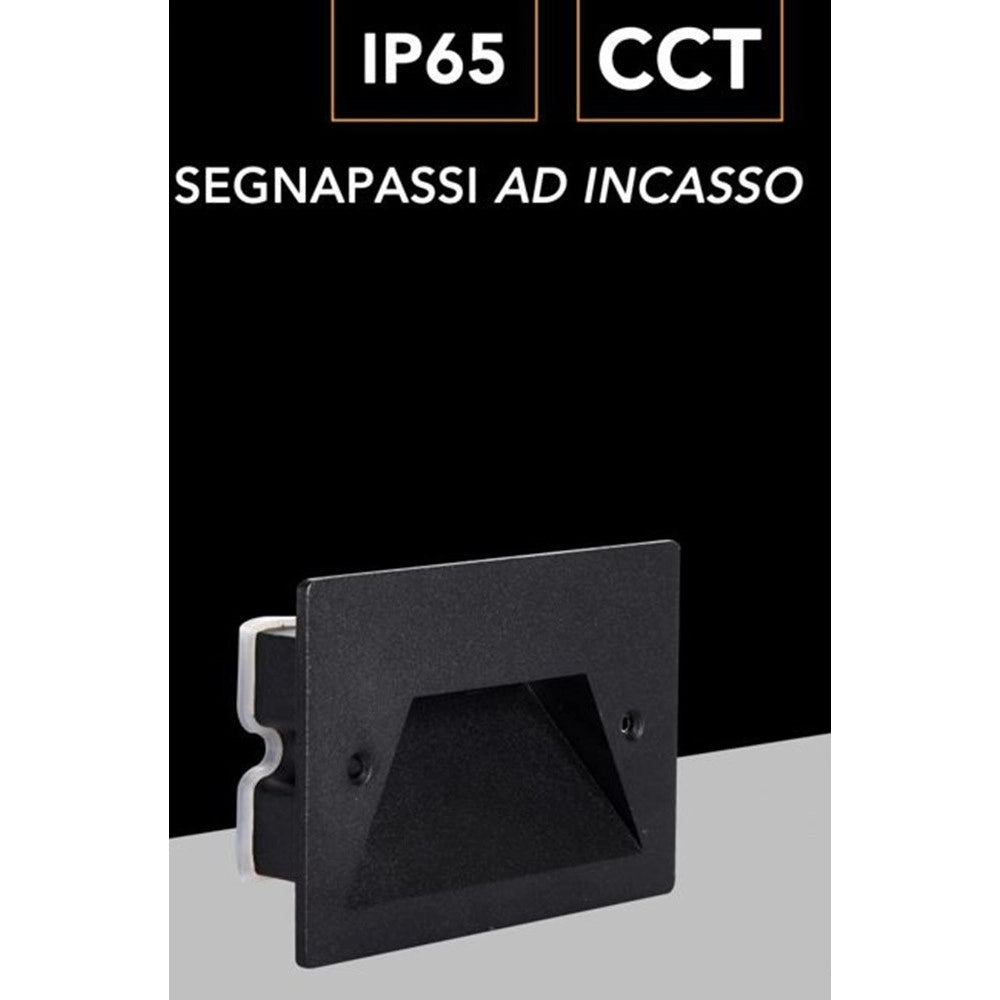 Trade Shop - Faretto Incasso Per Cassetta 503 Segnapasso 3w Tecnologia Cct Con Switch Ip65 Es49-3c - Nero
