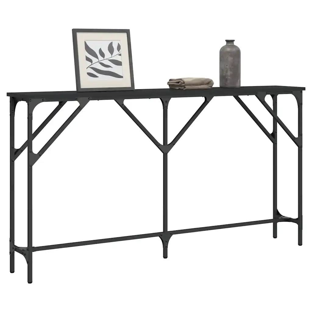 Tavolino Consolle Nero 140x23x75 cm in Legno Multistrato 837772