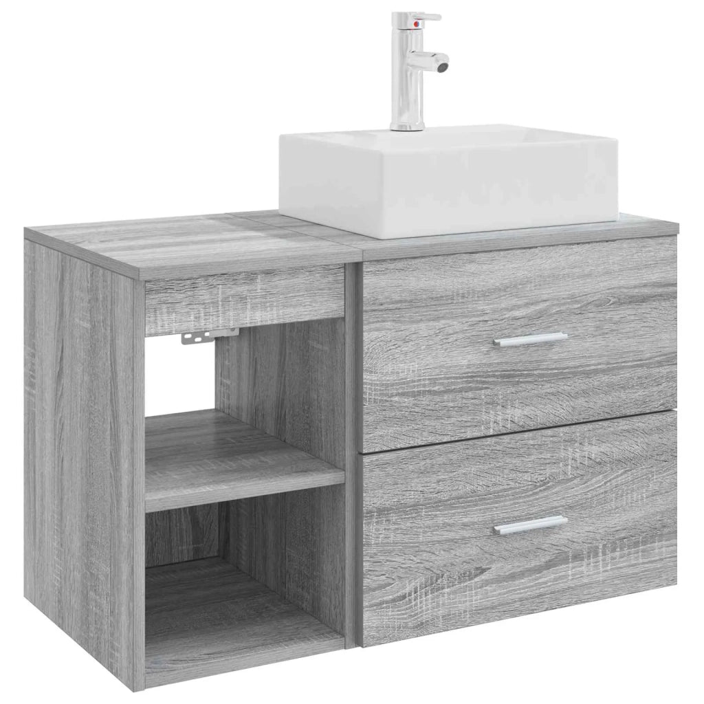Set di mobili per il bagno 2 pcs Sonoma grigio 3403893