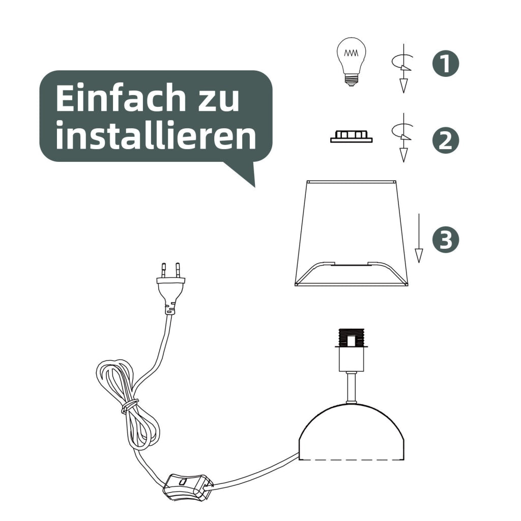 ZMH Lampada da tavolo E14 nera lampada da comodino moderna 40W adatta per camere da letto e uffici