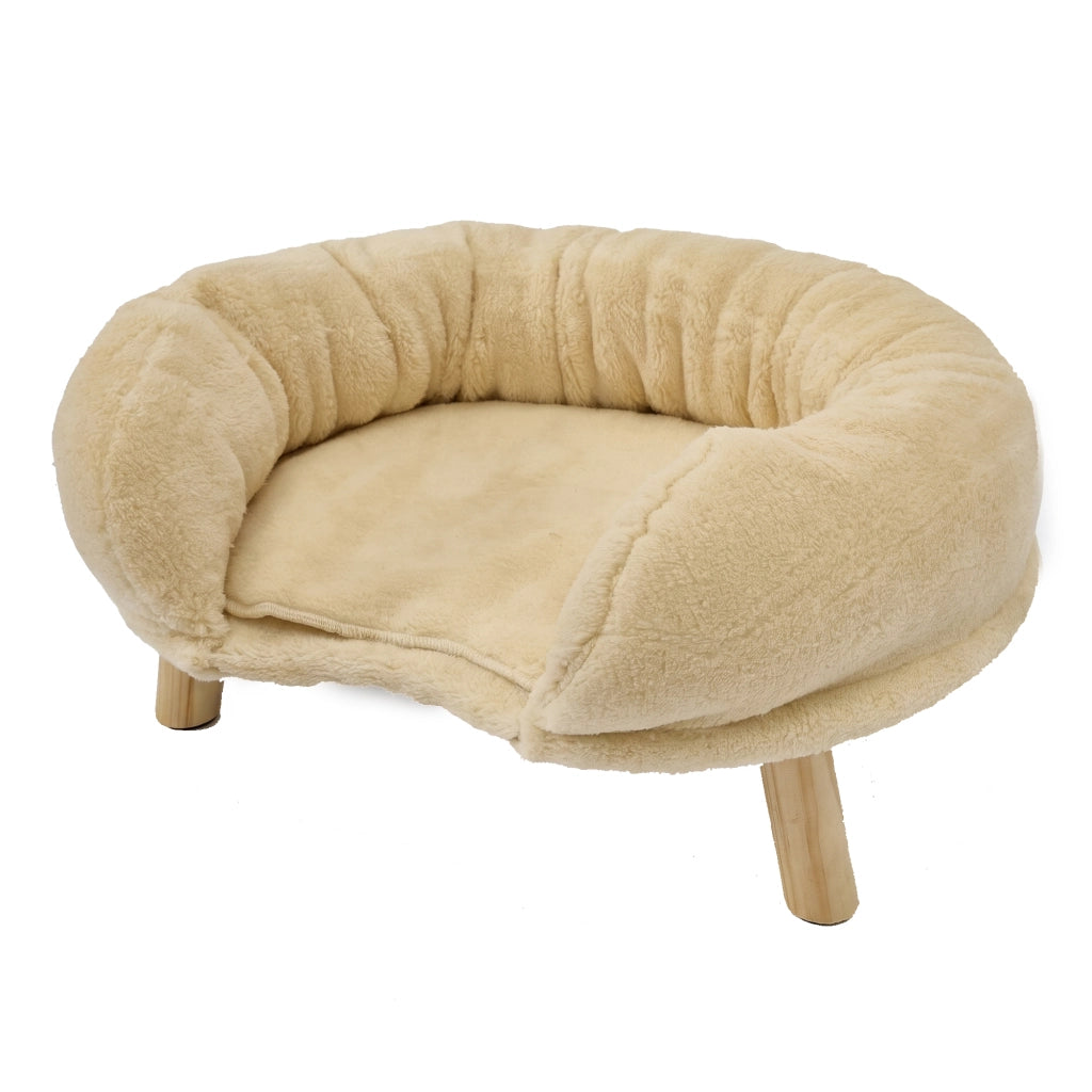 Tiragraffi per gatti con supporto ergonomico antiscivolo e silenzioso con bordo rialzato in poliestere beige 50 × 40 × 12,5 cm