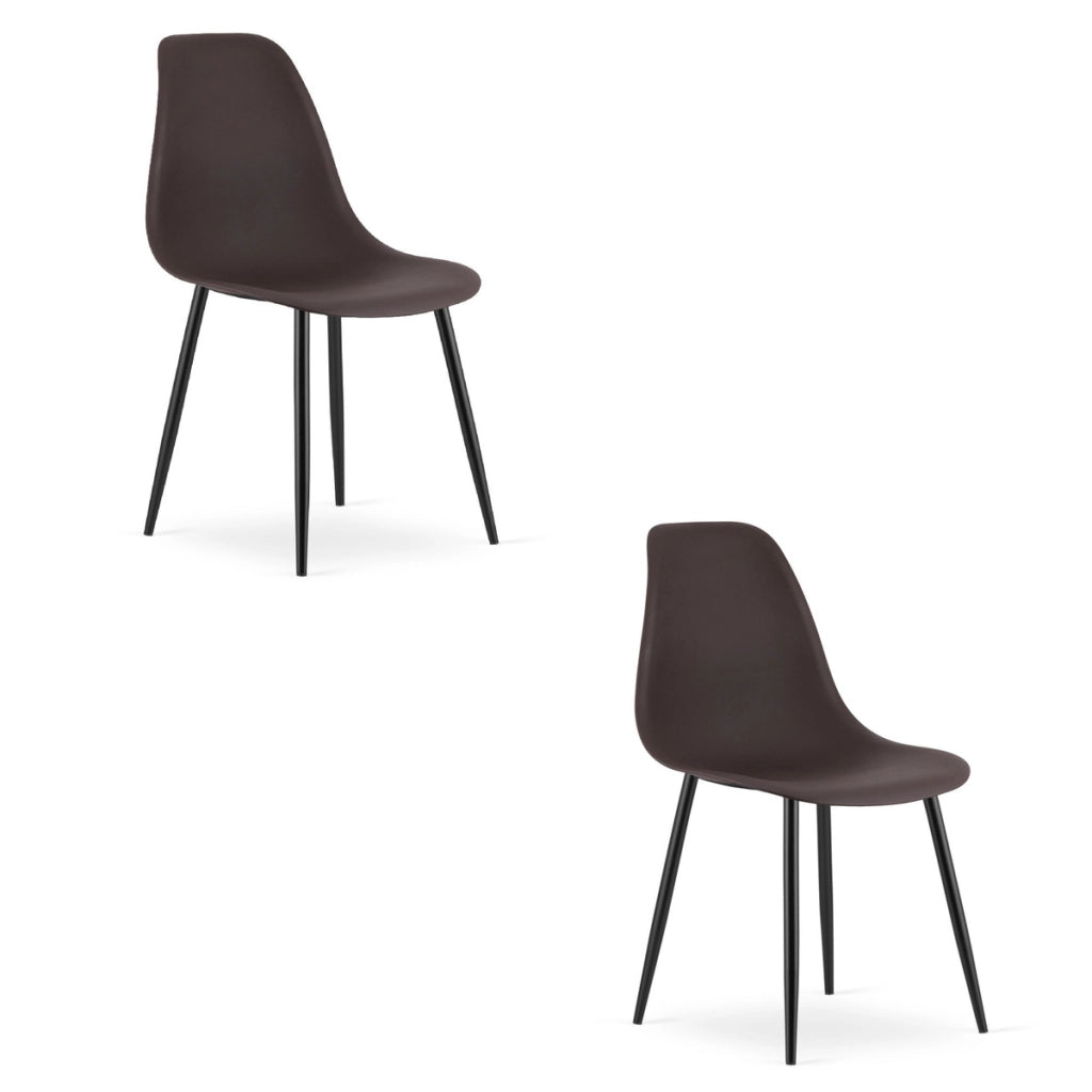 Set di 2 sedie moderne Wat color caffè e gambe nere