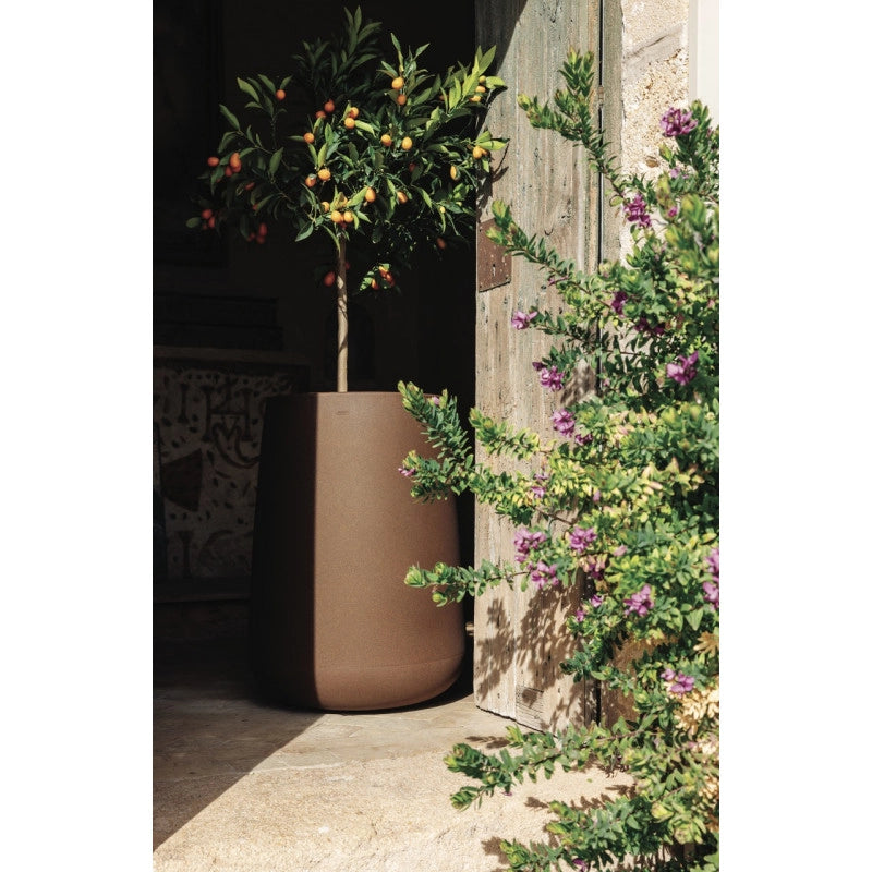 Vaso alto moderno di design Ø43 H75 in polimero bianco resistente per interno ed esterno - Made in Italy - Monacis