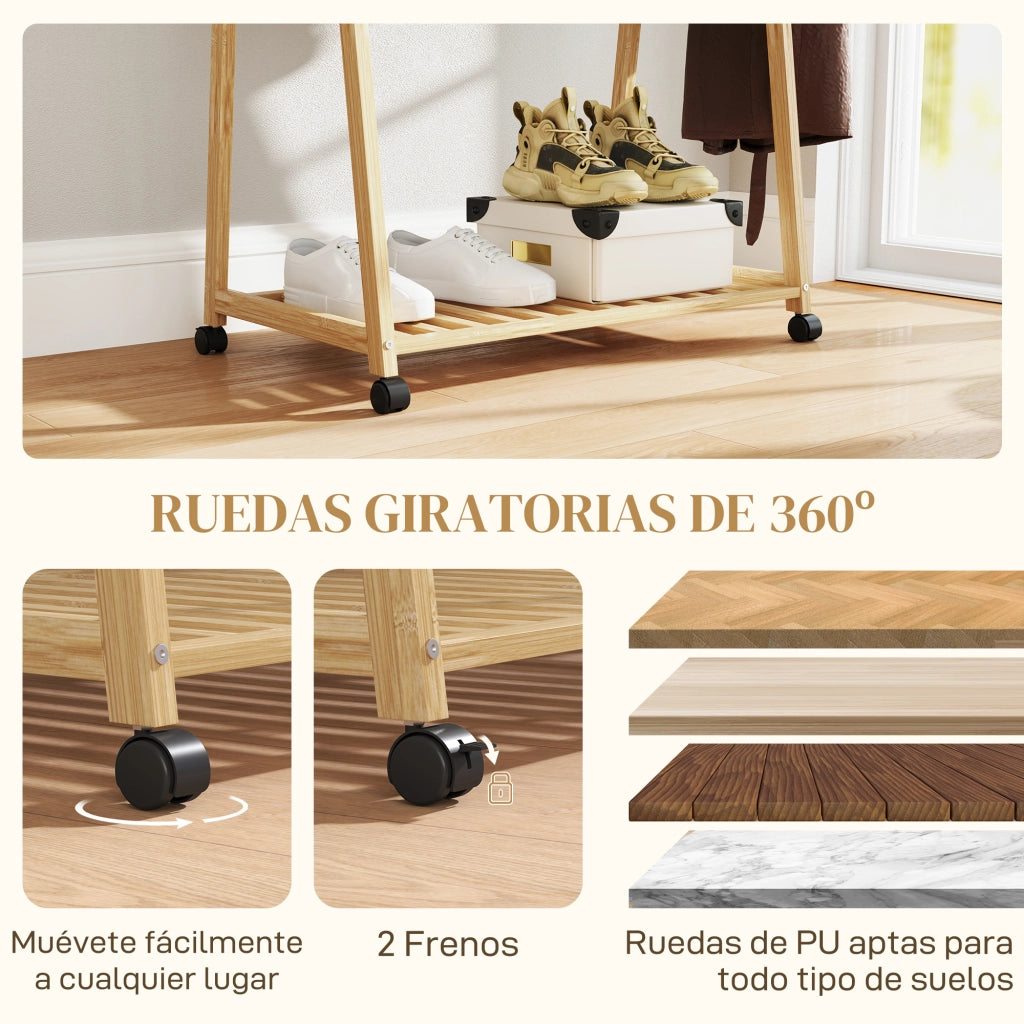 Armadio con appendiabiti e ripiani ¨C zephmum ¨C 84,5x43,5x158 cm Natural