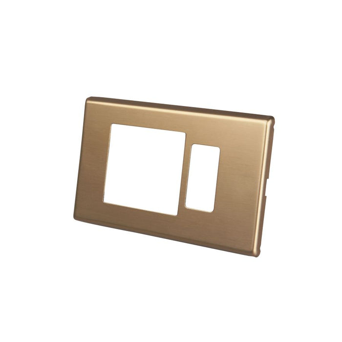 PLACCA A 2 FORI PER MODULO NORMALE E PRESA STANDARD ITALIANO-TEDESCO CON SUPPORO