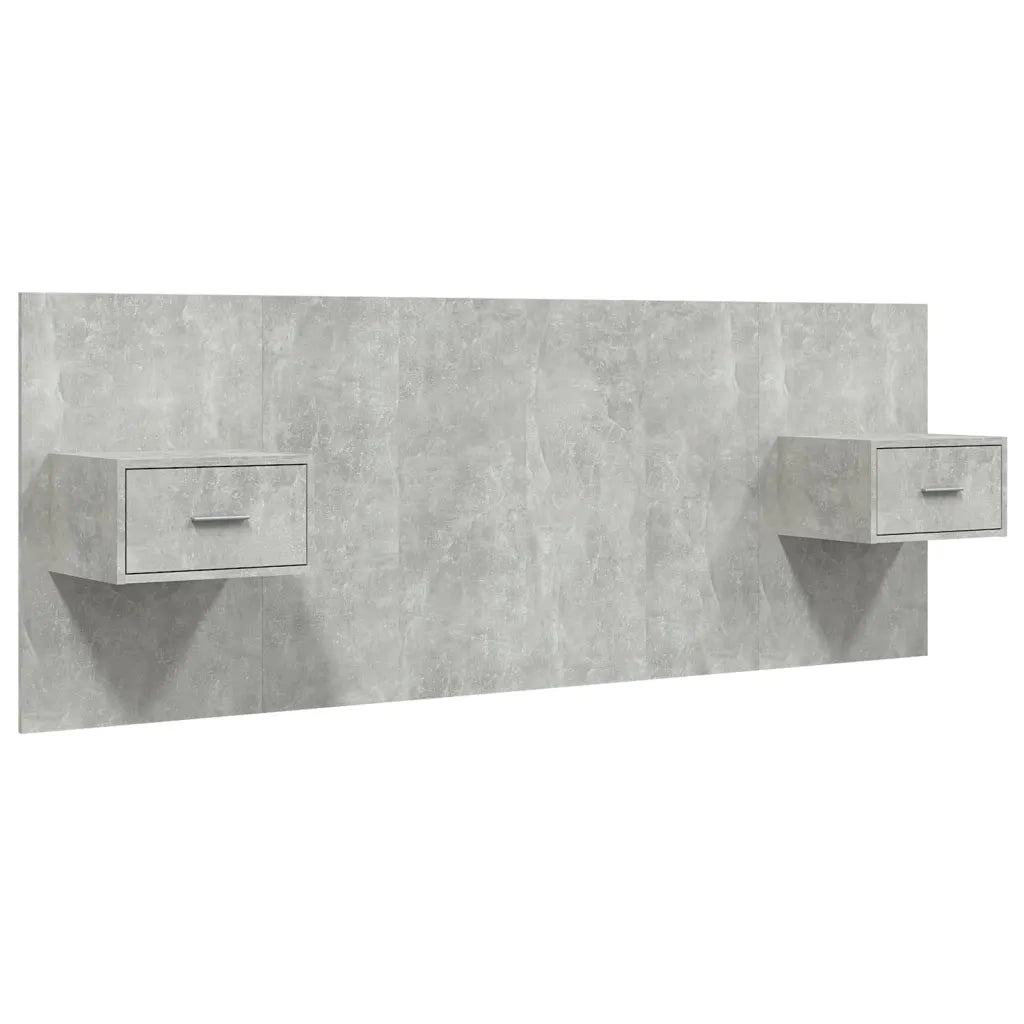 Testiera Letto con Comodini in Legno Multistrato Grigio Cemento 3115679