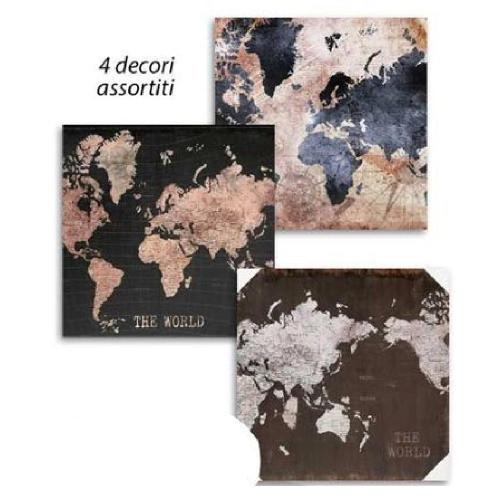 Trade Shop - Quadro Quadretto Decorativo 45x45x1,5cm Tela Su Legno Deluxe 4 Decori Ass 834790 -