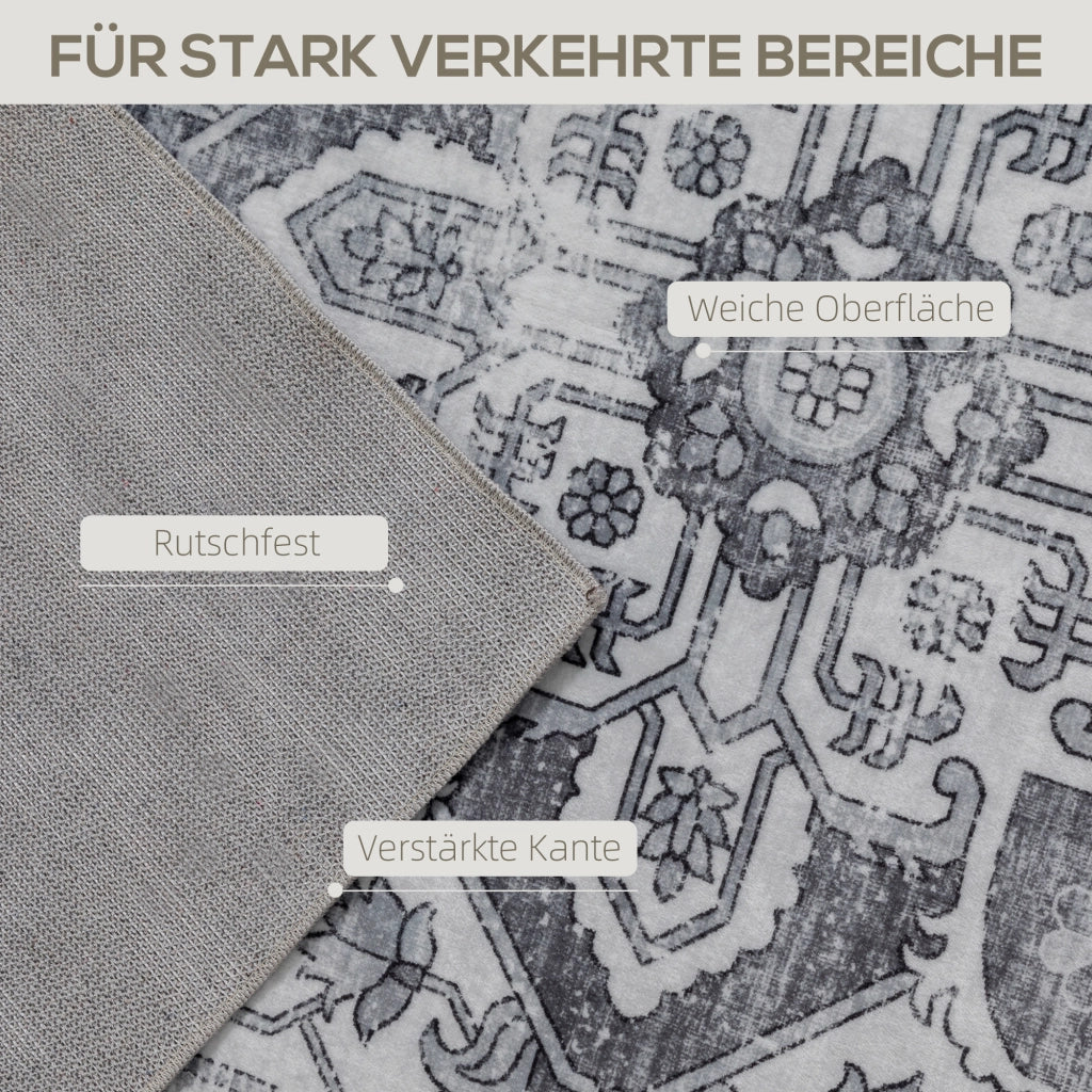 Tappeto Antiscivolo Lavabile in Lavatrice ¨C Xylo ¨C Effetto Flanella Grigio 230x160cm