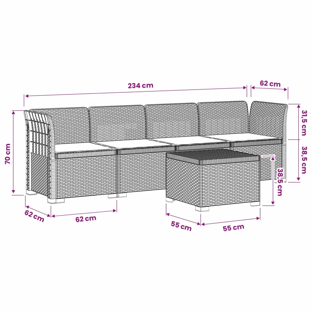 Divano da Giardino a 4 Posti con Cuscini in Stile Rattan PP 3443854