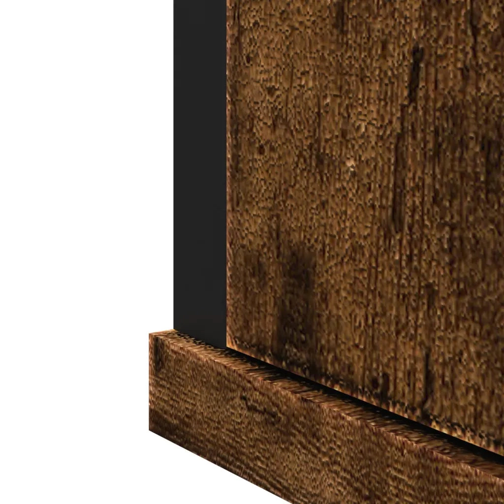Mobiletto da bagno a parete con specchio 42 x 12 x 60 cm design pulito pratico spazio contenitivo legno composito finitura rovere affumicato 02_0049432