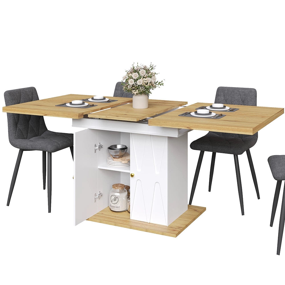 Tavolo da pranzo allungabile con 4 sedie - Xylo - 110(140)x70x76cm - Grigio