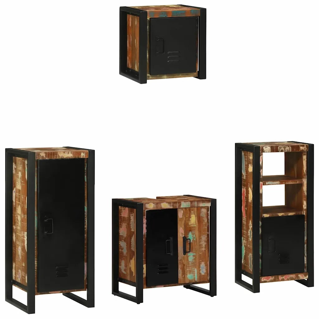 vidaXL Set di mobili per il bagno 4 pcs Legno massello riciclato