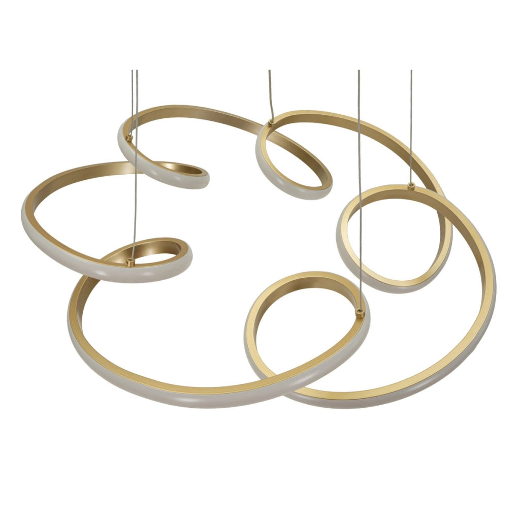 Lampadario Glovy in oro satinato con spirali LED regolabili