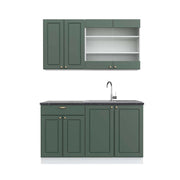 Cucina completa Fame-Line Verde-oro rustico/Bianco 140 cm, PL Antracite Vicco