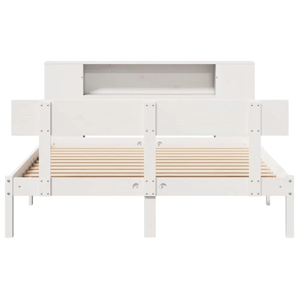 Letto Libreria senza Materasso Bianco 135x190 cm Legno di Pino 3321769