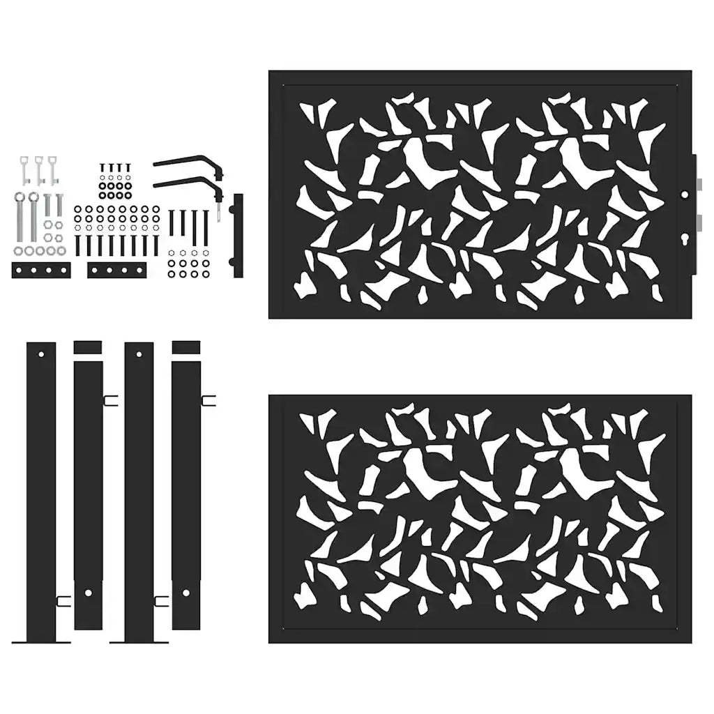 Cancello da giardino nero 100x100 cm in acciaio con design a foglia 4100959