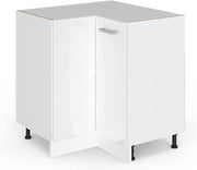 Mobile ad angolo cucina R-Line, Bianco lucido, 75.6 cm senza piano di lavoro, per la libera combinazione all'interno di sistemi cucina modulari