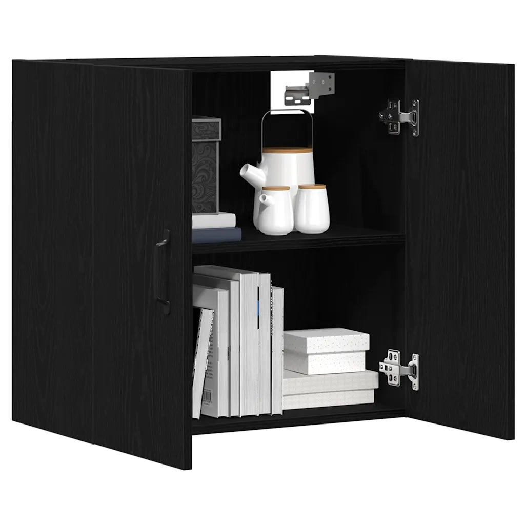 Mobiletto da Parete Rovere Nero 60x31x60 cm in Legno Massello 862113