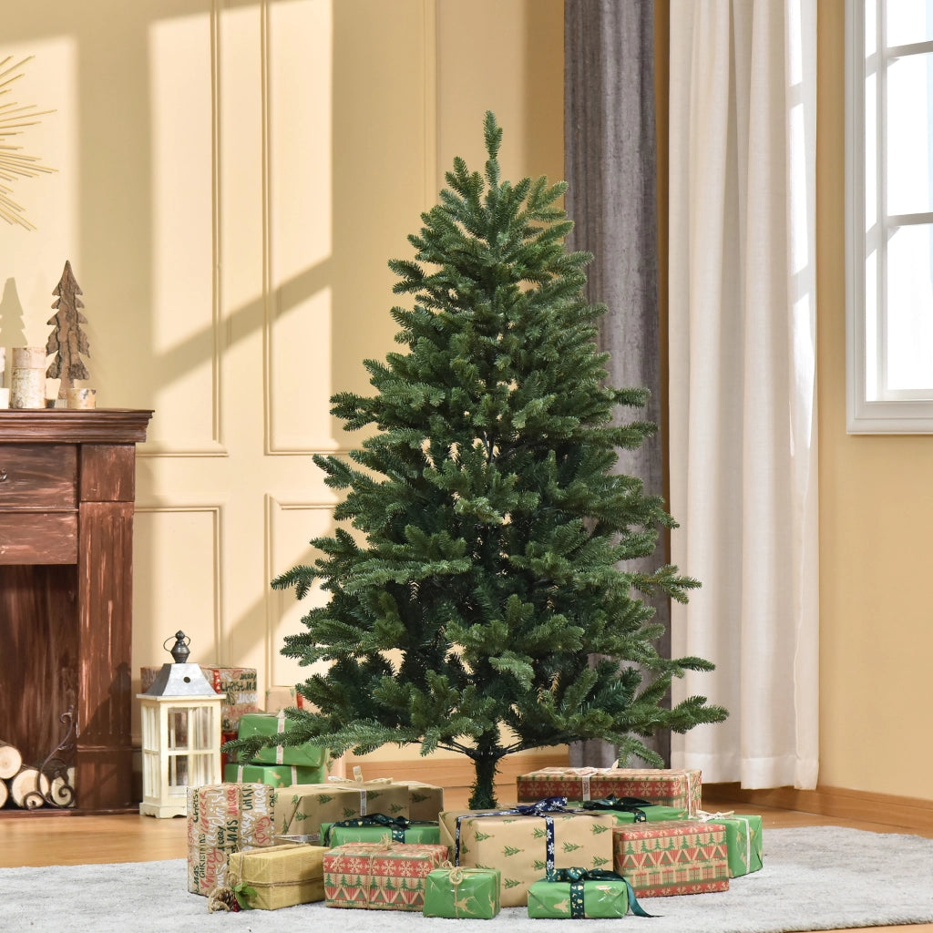 Albero di Natale artificiale 150 cm ¨C zephmum ¨C 444 punte, 3 forme foglie, ignifugo, con base metallica