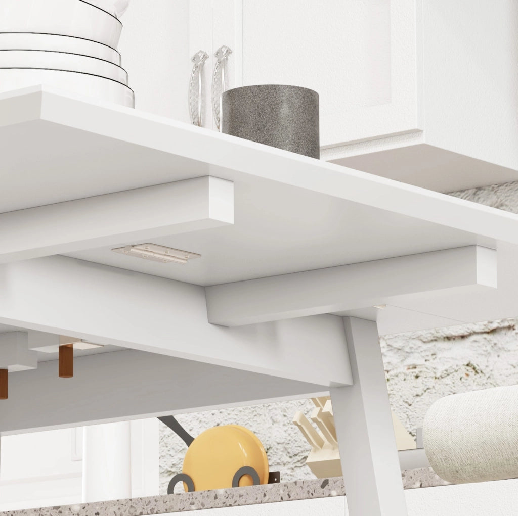 Tavolo da pranzo pieghevole 110x86x75 cm salvaspazio in legno bianco