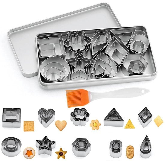 Set di fori per biscotti in acciaio inox da 30 - Forme mini a punta - Forme geometriche - Duraturo - Resistente alla corrosione - Formine per biscotti a punta