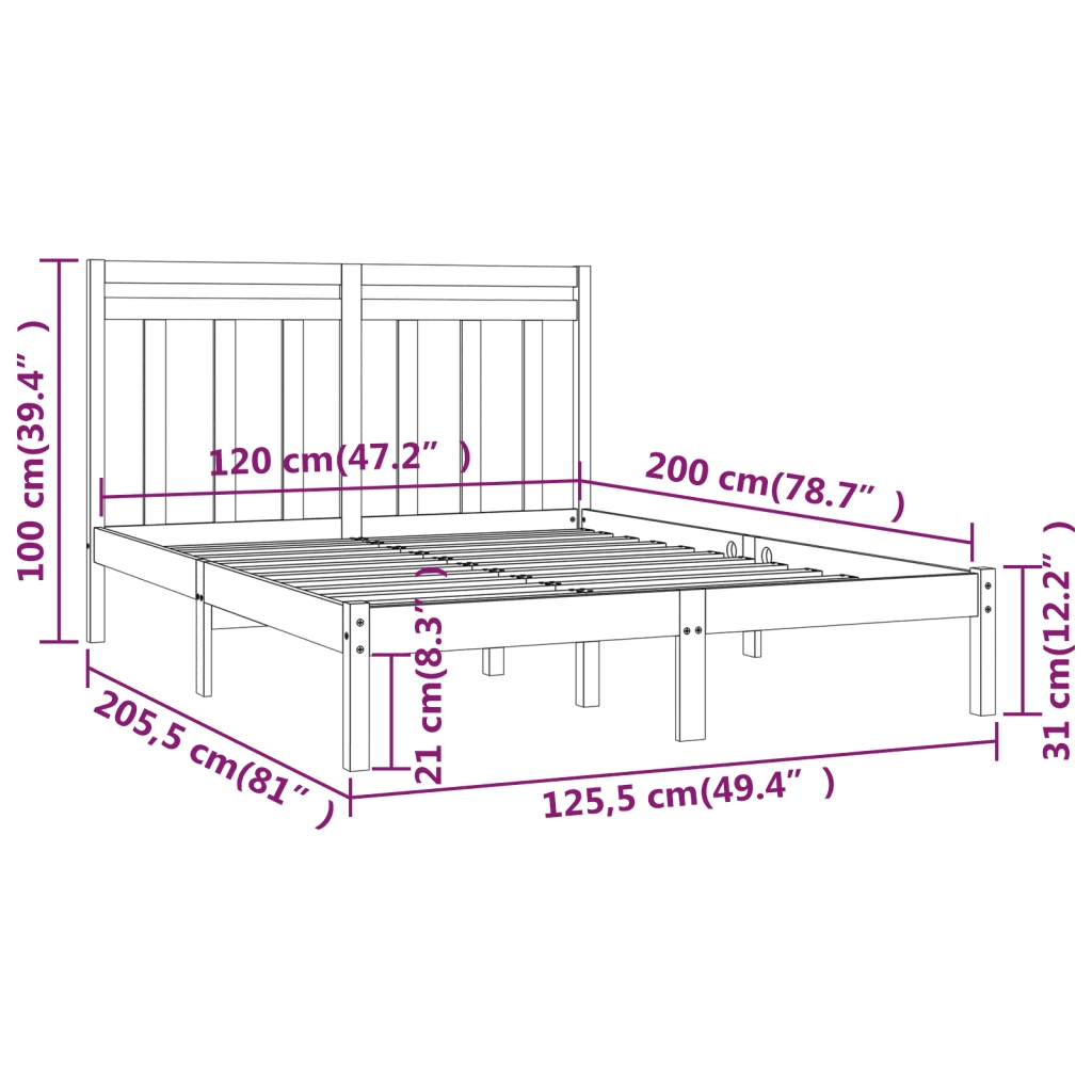 Giroletto-Struttura Letto in Legno Massello 120x200 cm 511957