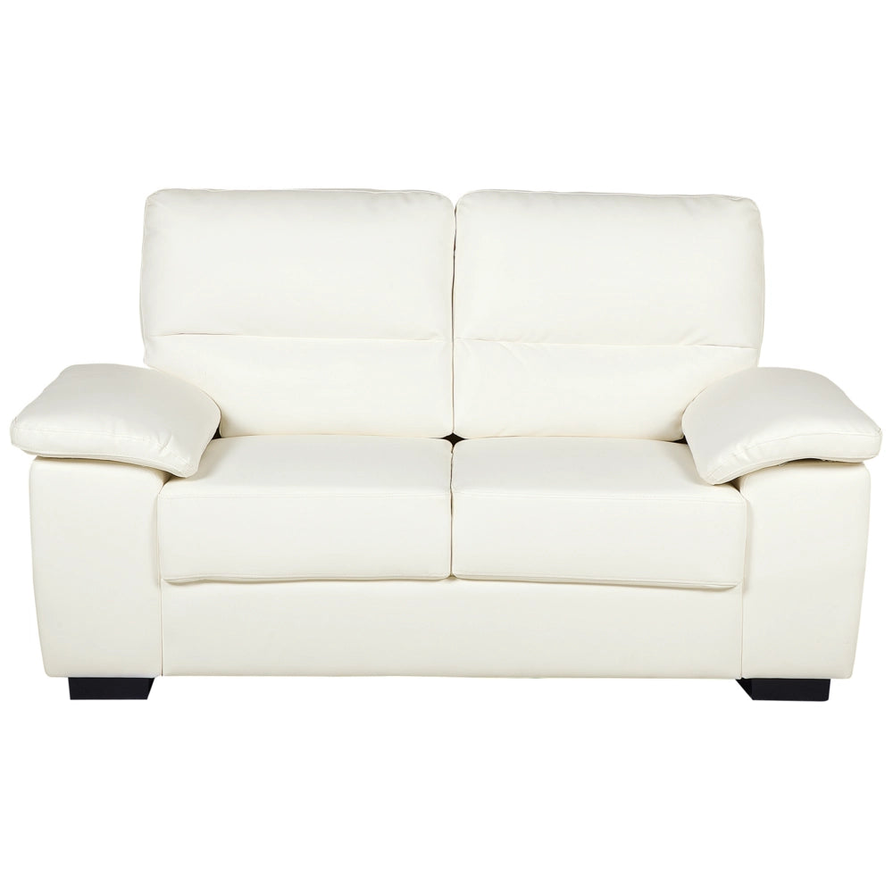 Divano da soggiorno in ecopelle a 2 posti color bianco sporco sofa moderno