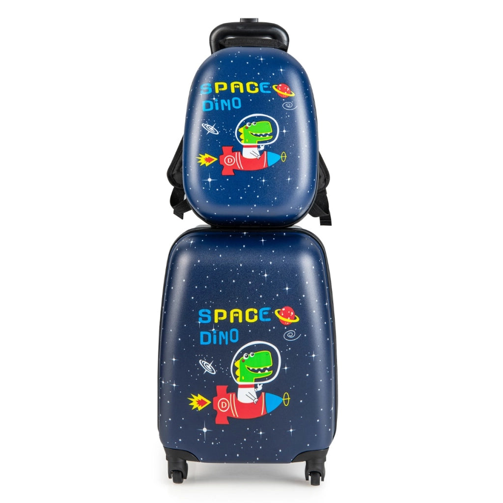 Set di valigie rotanti portatili leggeri con ruote per bambini, Set di bagagli a mano da viaggio Blu scuro-Bagagli e borse