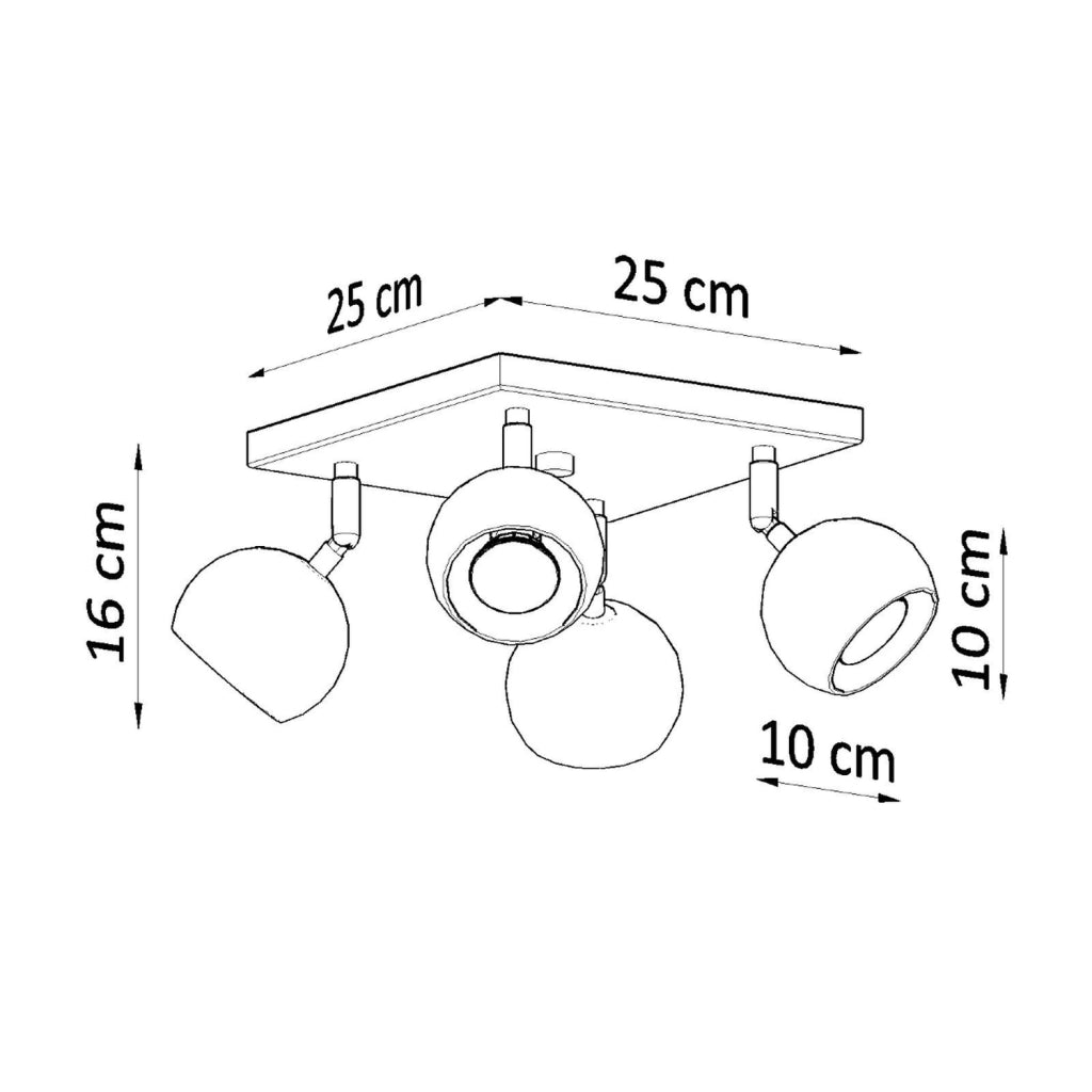 Plafoniera Pure Lume Fokumo quadra 4 luci GU10 bianca