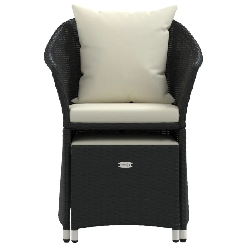 Set da Giardino 2 pz con Cuscini Nero in Polyrattan cod mxl 53677