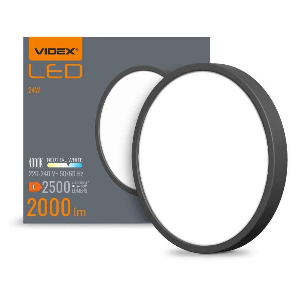 Plafoniera LED Videx nera 20W 2500lm CCT 26,4cm tonda