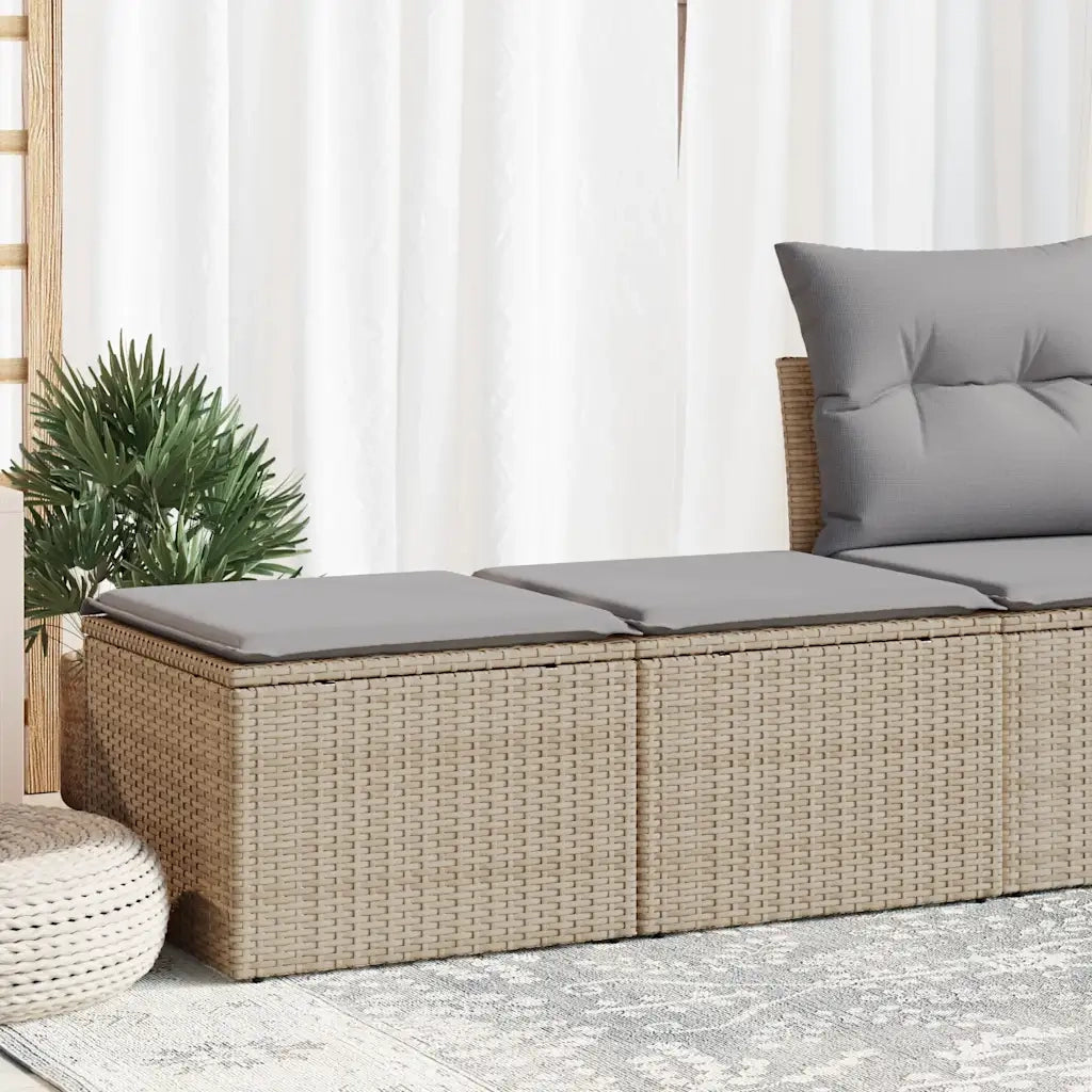 Set Divano da Giardino 2 pz | Set Salotto da Giardino con Cuscini Beige Polyrattan Acacia