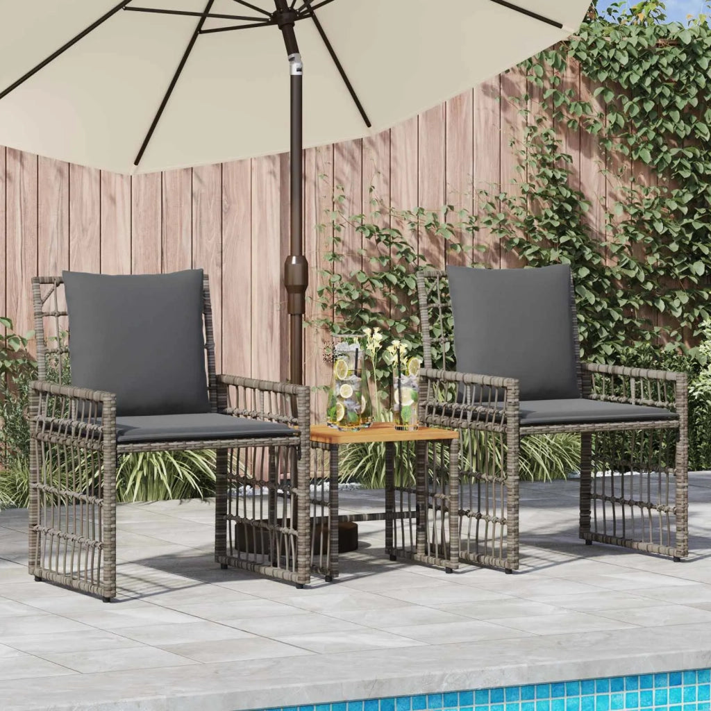 Set di Mobili da Esterno 3 pz | Set Salotto da Giardino Nero e Grigio scuro