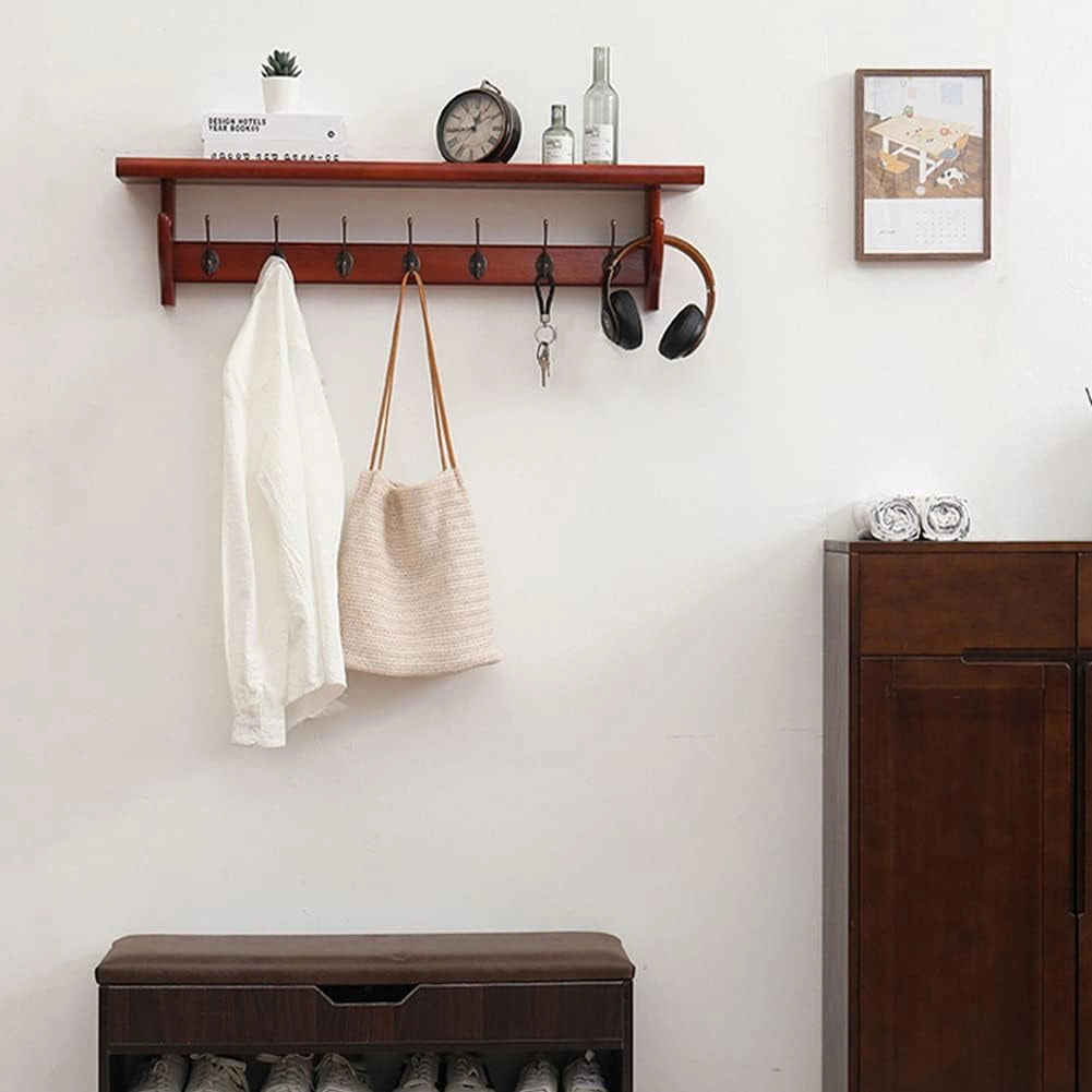 Appendiabiti Rustico da Parete con mensola e Ganci per Ingresso, Bagno, Soggiorno, Camera da Letto