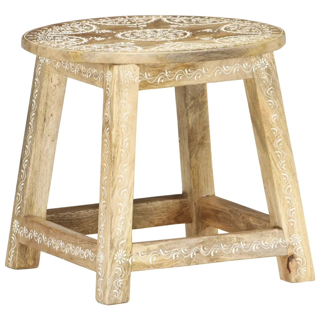 Sgabello Dipinto a Mano 38x38x35 cm in Legno Massello di Mango 287445