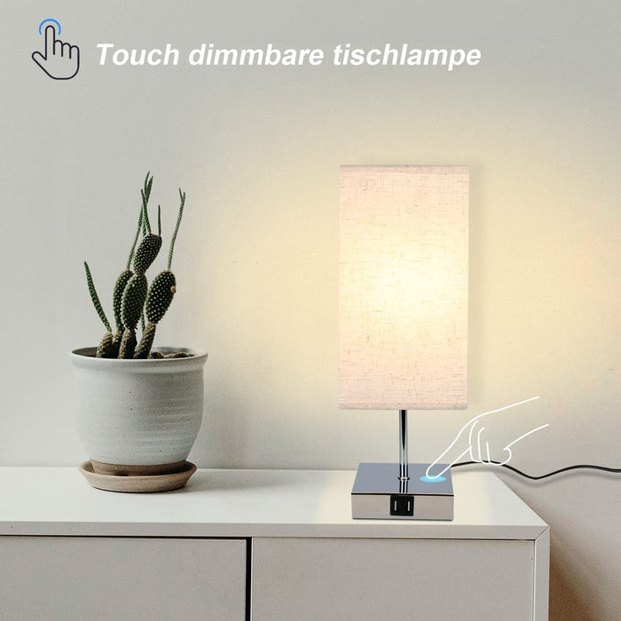 ZMH Lampada da tavolo vintage touch dimmerabile E27 LED USB ricarica intercambiabile per comodino camera letto