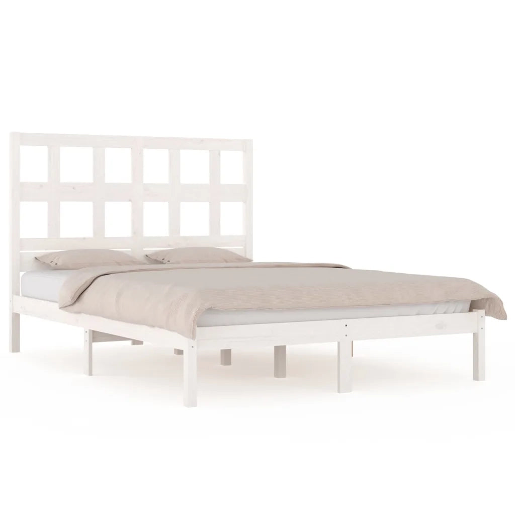 Giroletto senza Materasso-Struttura Letto Bianco 140x200 cm Legno Massello Pino 590730