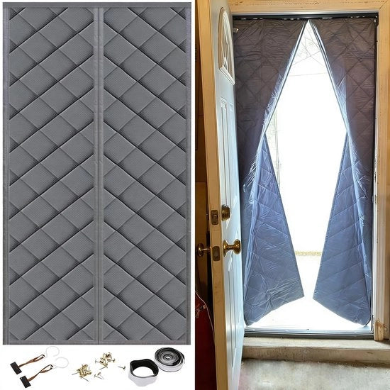 Sistema di protezione dal freddo per porte - Magnetico - Isolante - Impermeabile - Resistente al vento - Foderato con fibra di cotone e poliestere
