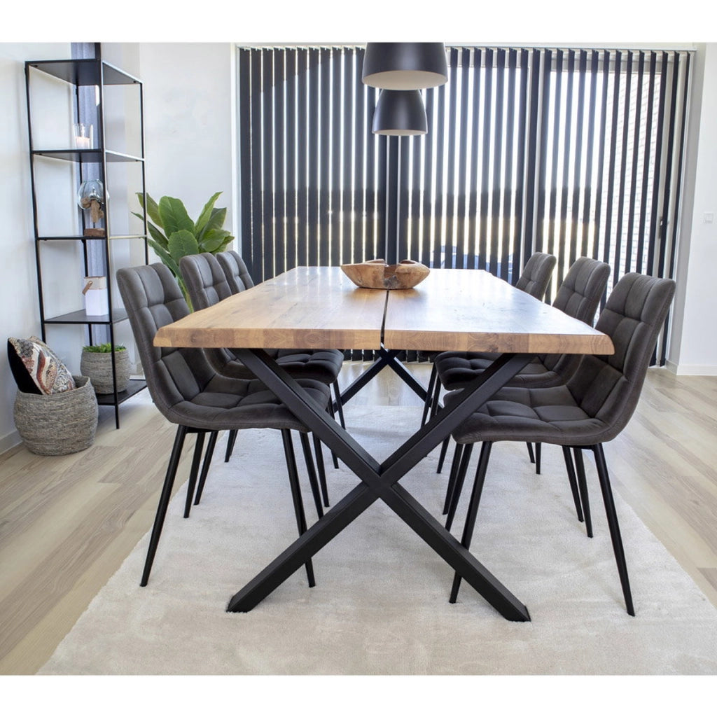 Set di 2 Sedie Middelfart, Grigio, Microfibra, 55x44x86 cm
