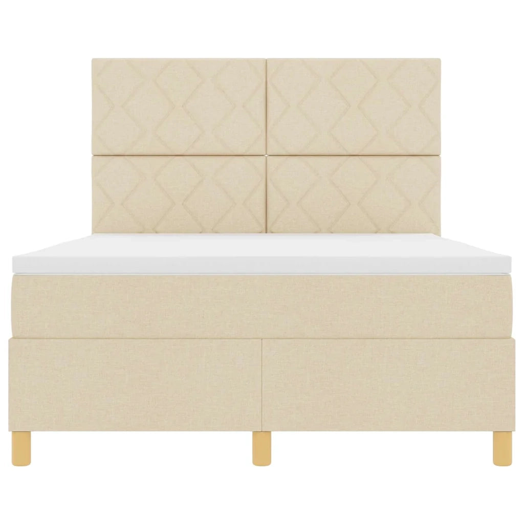Letto a molle con materasso Crema 140 x 200 cm Tessuto 3343185