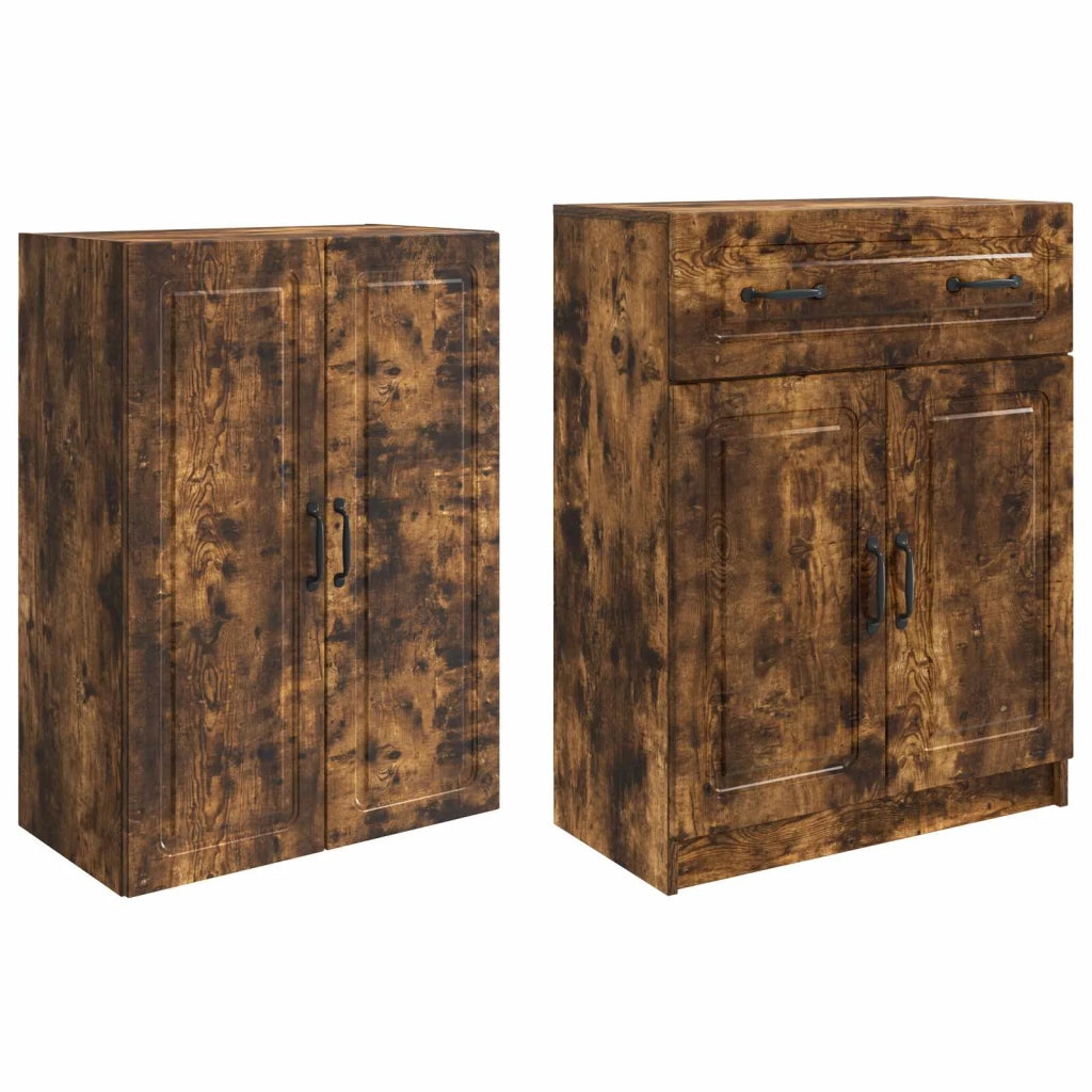 Set di armadi 2 pcs Rovere Fumo Legno ingegnerizzato