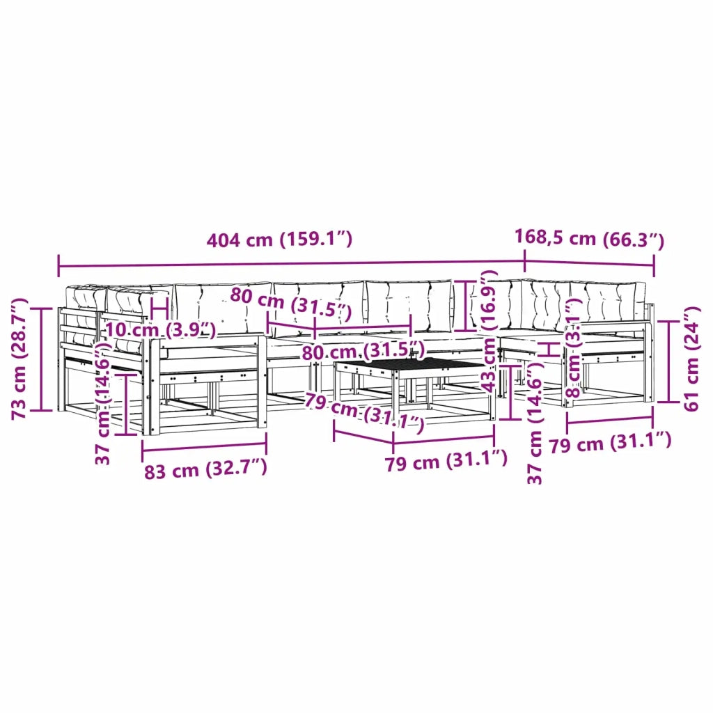 Set di divani da esterno 6 pz Bianco e Antracite 3386191