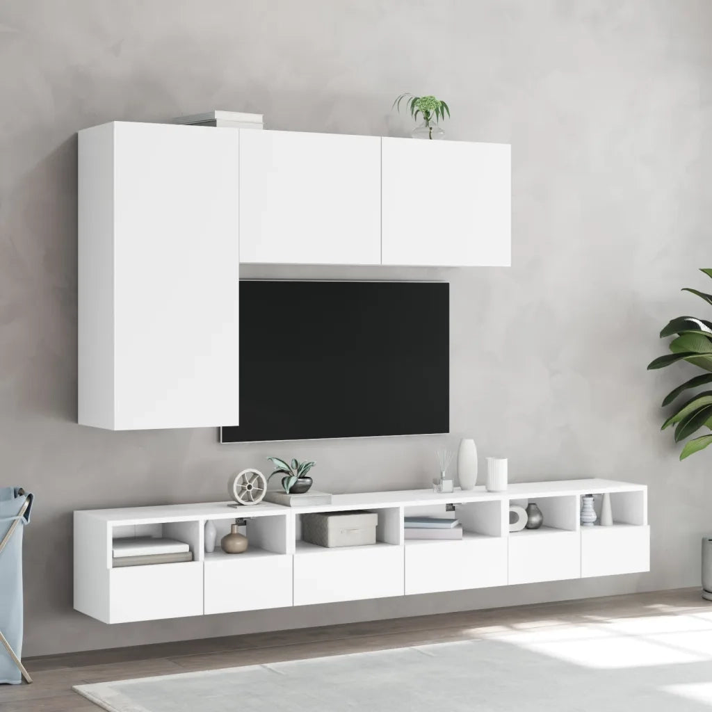 Mobili TV a Parete 2pz Bianchi 60x30x30 cm in Legno Multistrato 836855