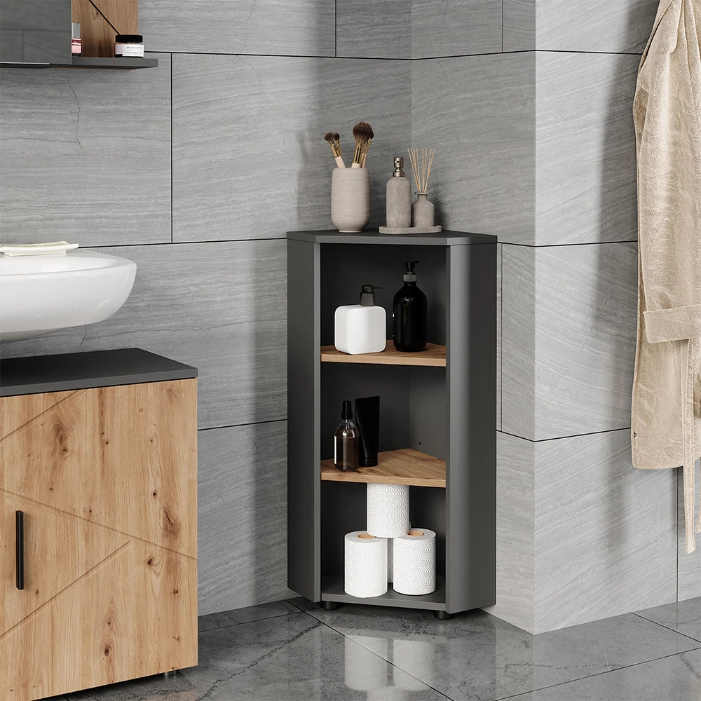 Vicco Mobiletto angolare Antracite/Artisan 33 x 81 cm 3 vani portaoggetti