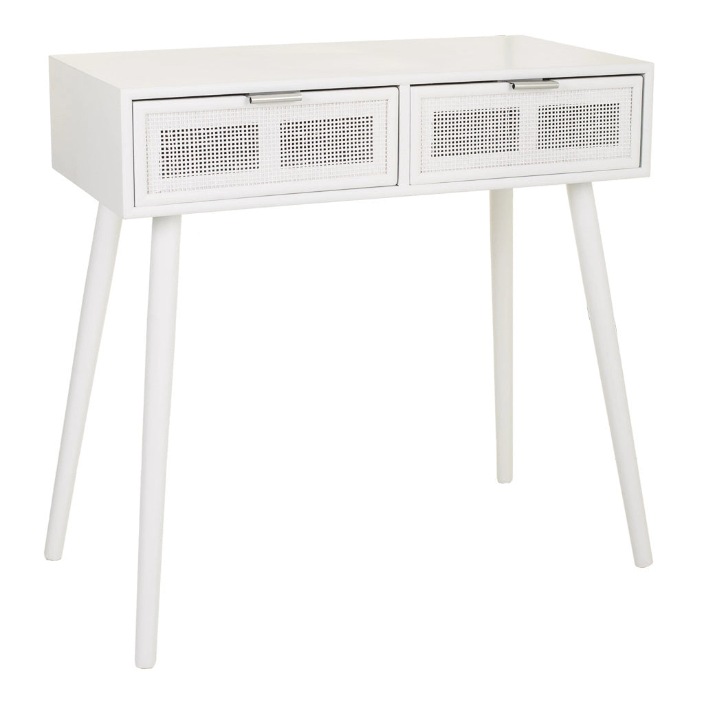 Mobile da ingresso in legno bianco e rete 80x42x79h